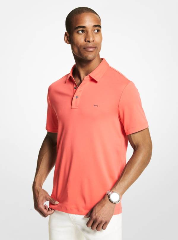 Panske Polokosele Michael Kors Embroidered Logo Cotton Hnede Ruzove - Oblecenie Michael Kors Nejlevnejsi | WGZLP-6984